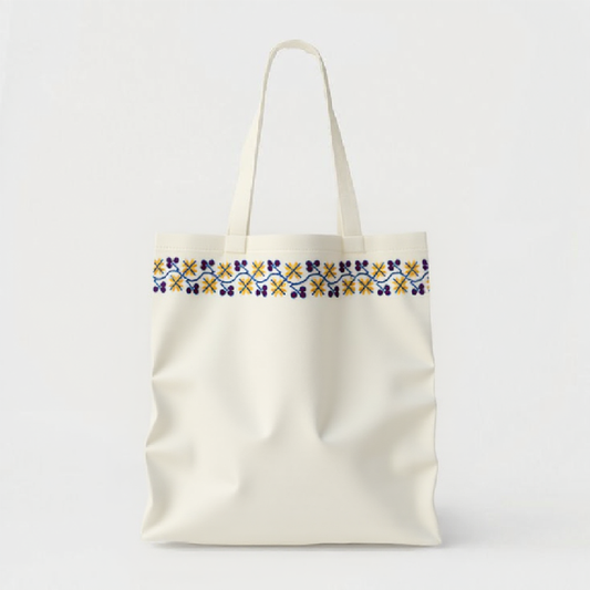 Flower Tatreez Tote Bag
